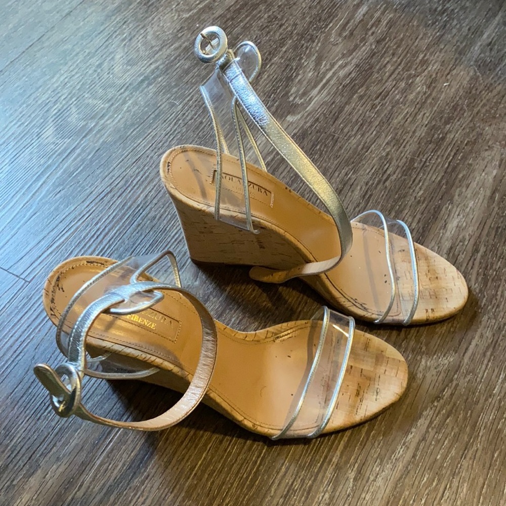 Aquazzura Clear PVC and Cork Wedge Sandal